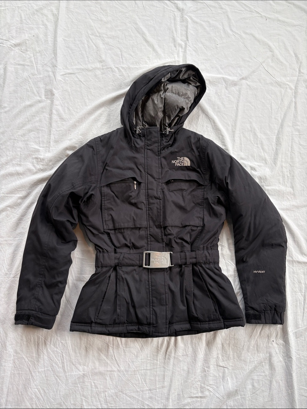 North Face Belted Down Winter Puffer Jacket Women’s Small Black